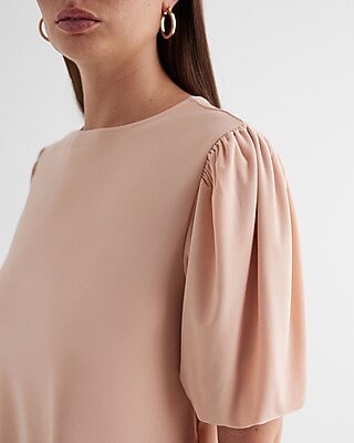 Verybrain puff sleeve T beige 