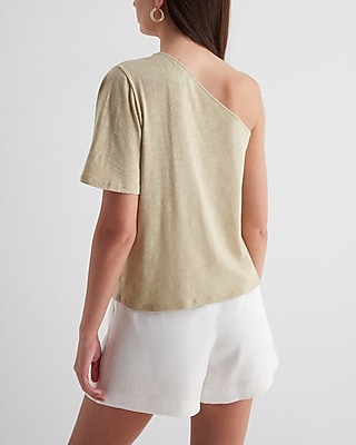 Skimming Pleated One Shoulder Tee - image 3