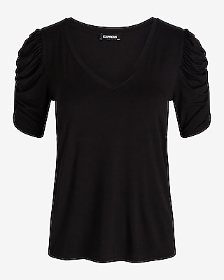 Supersoft Skimming V-Neck Puff Sleeve Tee - image 5