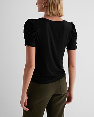 Supersoft Skimming V-Neck Puff Sleeve Tee - image 3
