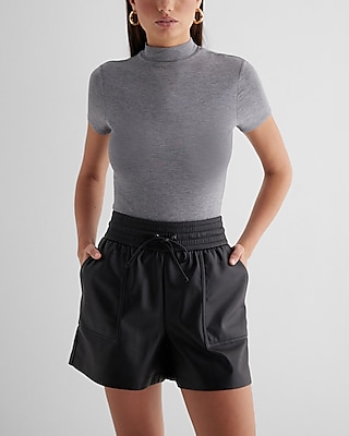 229【BRIEFING】 MESH MOCK NECK RELAXED FIT Mesh Mock Neck Bodysuit in Black Black | LAPOINTE