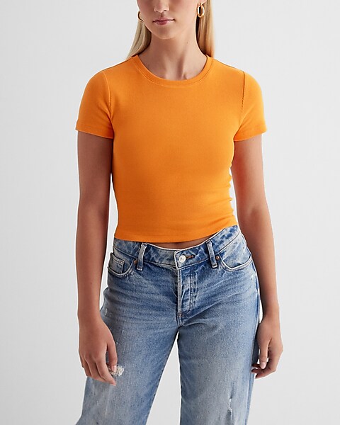Women's Fitted Super Soft Cropped Henley Tee Shirt at UpWest