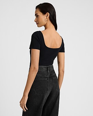 Body Contour Stretch Cotton Square Neck Bodysuit