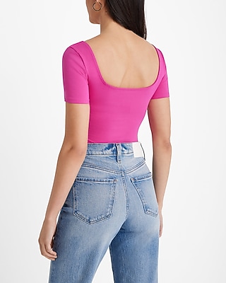 Body Contour Stretch Cotton Square Neck Bodysuit
