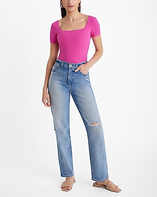 Body Contour Stretch Cotton Square Neck Bodysuit