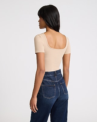 Body Contour Stretch Cotton Square Neck Bodysuit