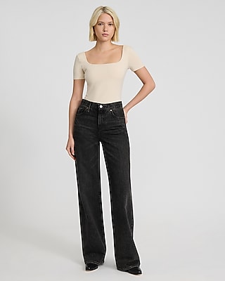 Body Contour Stretch Cotton Square Neck Bodysuit