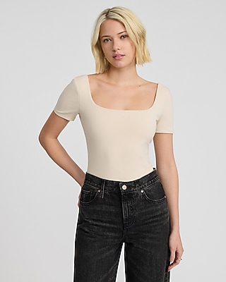 Body Contour Stretch Cotton Square Neck Bodysuit