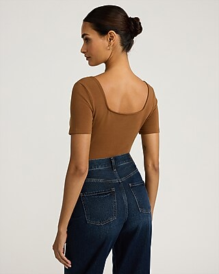 Body Contour Light Compression Stretch Cotton Square Neck Bodysuit - image 3