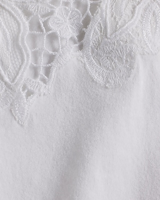 Eyelet Crew Neck Short Sleeve Cropped Boyfriend Tee
