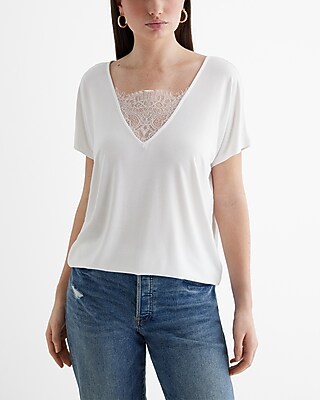 SS RELAXED FLD LACE VEE 8611601:SHADY BLUSH:L