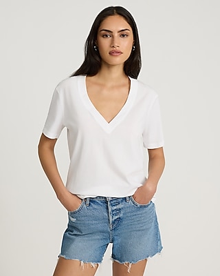 Skimming Cotton V-Neck Short Sleeve Tee Women's