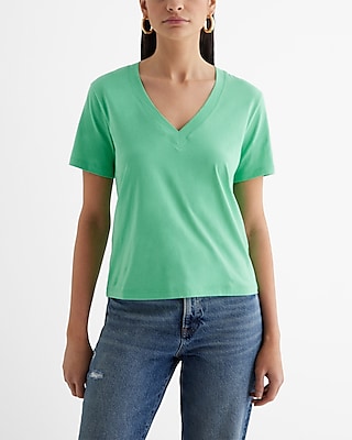 Skimming Cotton V-Neck Short Sleeve Tee