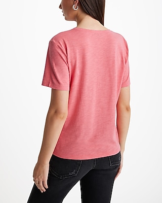 Skimming Textured V-Neck Short Sleeve Tee