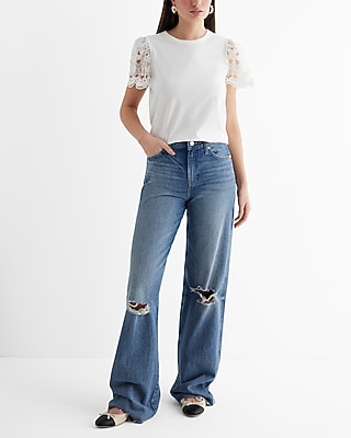 EX SS GRACE EYELET SLV TEE 8611632:HONEYBEE:XL