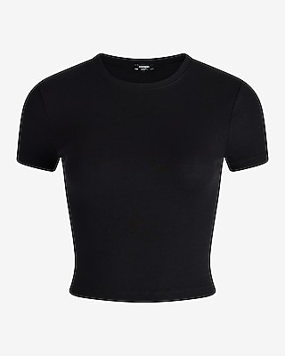 Supersoft Fitted Ribbed Crew Neck Cropped Tee