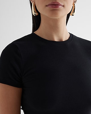 Supersoft Fitted Ribbed Crew Neck Cropped Tee