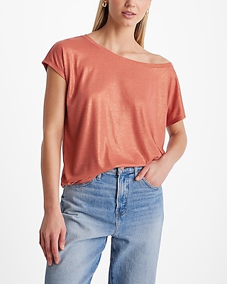 Linen-Blend Shine Off The Shoulder London Tee