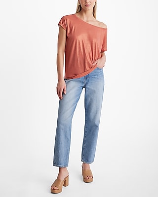 Linen-Blend Shine Off The Shoulder London Tee