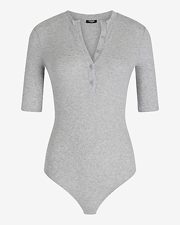 Women's Gray Bodysuits - Strapless, Lace & Long Sleeve Bodysuits