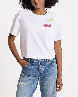 Cherry Short Sleeve Cropped Boyfriend Tee