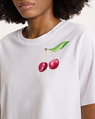 Cherry Short Sleeve Cropped Boyfriend Tee