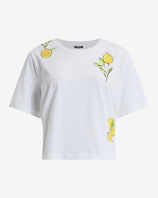 Lemon Short Sleeve Cropped Boyfriend Tee