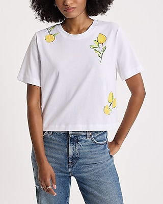 Lemon Short Sleeve Cropped Boyfriend Tee