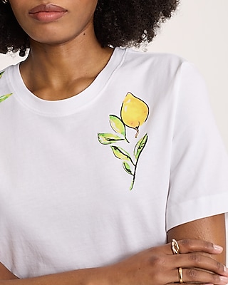 Lemon Short Sleeve Cropped Boyfriend Tee