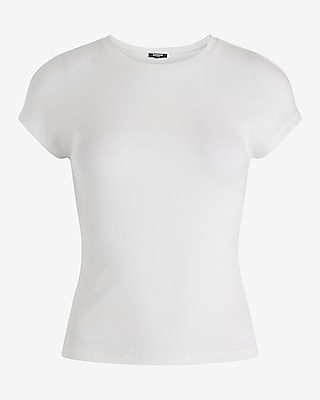 Fitted Ribbed Crew Neck Cap Sleeve Tee - image 4