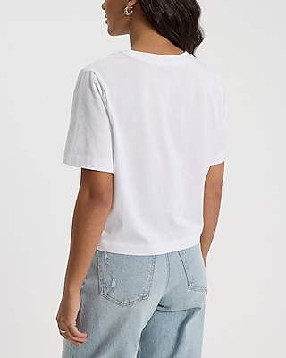 Embroidered Fencing Graphic Crew Neck Cropped Boyfriend Tee