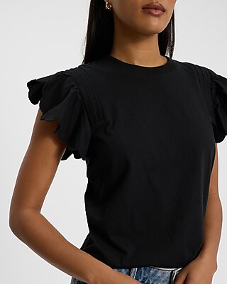 Flutter Sleeve Crew Neck Tee - image 2