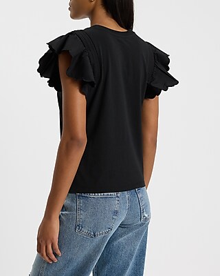 Flutter Sleeve Crew Neck Tee - image 3