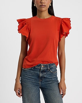 Flutter Sleeve Crew Neck Tee