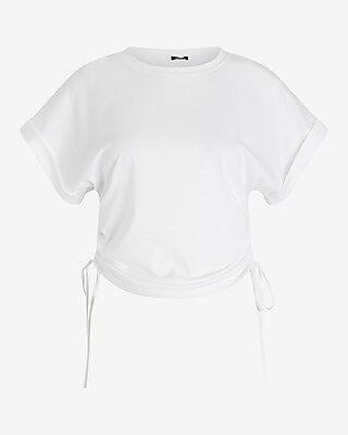 Crew Neck Short Sleeve Side Ruched Tee