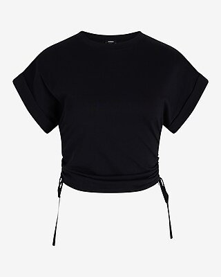 Crew Neck Short Sleeve Side Ruched Tee