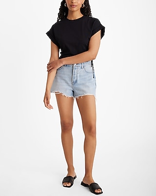 Crew Neck Short Sleeve Side Ruched Tee