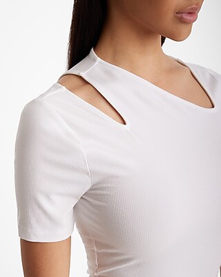 Ribbed Short Sleeve Cutout Tee - image 2