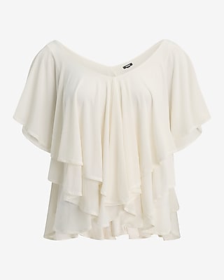 V-Neck Short Sleeve Ruffle Top