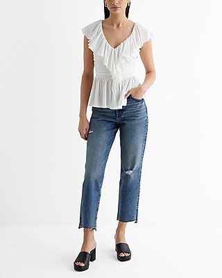 V-Neck Ruffle Peplum Top