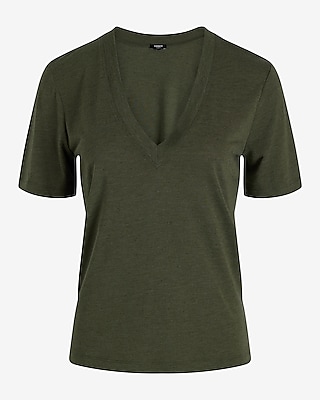 Linen-Blend Skimming V-Neck Tee