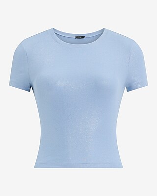 Fitted Ribbed Shine Crew Neck Baby Tee