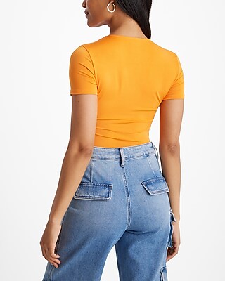 Body Contour Compression Crew Neck Short Sleeve Bodysuit