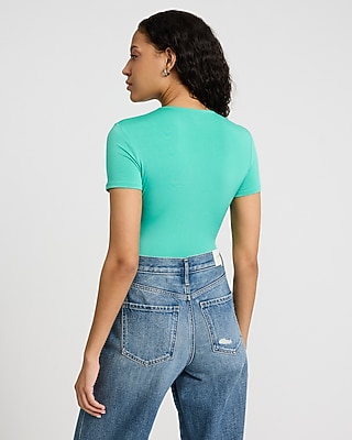Body Contour Compression Crew Neck Short Sleeve Bodysuit