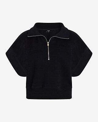 Quarter Zip Short Sleeve Fleece Sweatshirt | Express