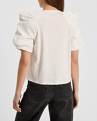 Crew Neck Taffeta Puff Sleeve Tee