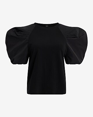 Crew Neck Taffeta Puff Sleeve Tee - image 5