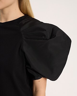 Crew Neck Taffeta Puff Sleeve Tee - image 2