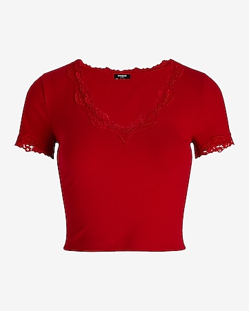 Women's Red Lace Tops - Express