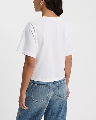 Embellished Crew Neck Short Sleeve Cropped Boyfriend Tee